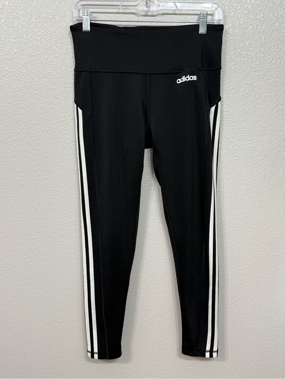 Adidas Black White 3-Stripe Climalite Leggings M Medium Tights